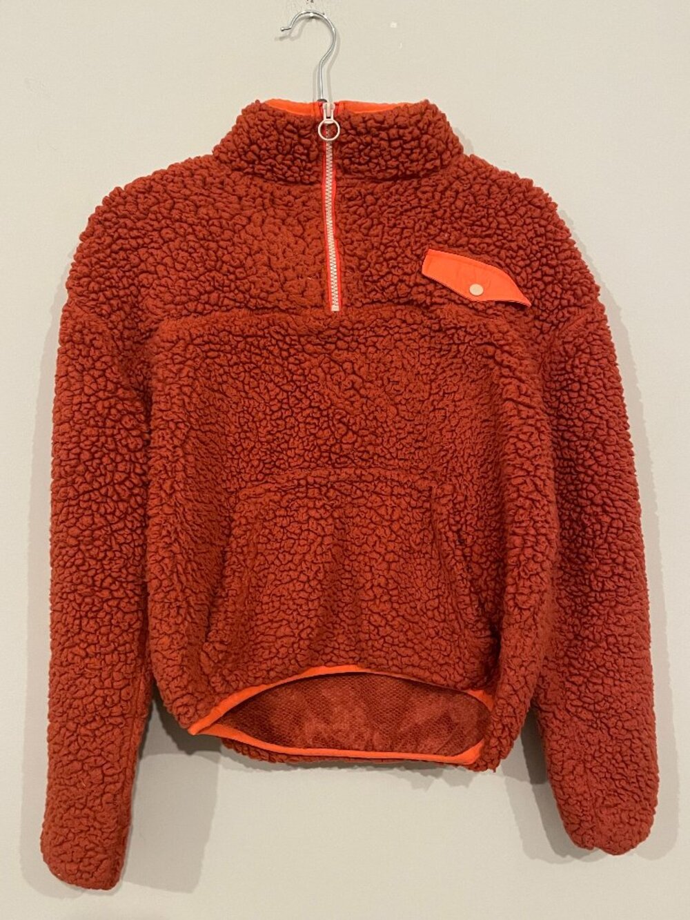 AERO Aeropostale Sherpa Quarter Zip Pullover Women’s Medium Rust Orange